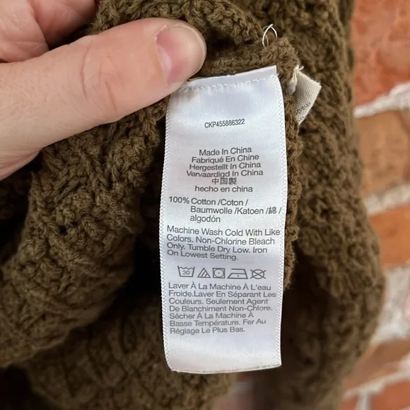 Madewell Sunbury Open-Stitch Polo Sweater in Golden Spinach, size M - Picture 6 of 7